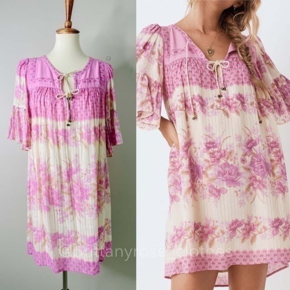 SPELL Coco Lei Flutter Sleeve Tunic in Lilac NWT